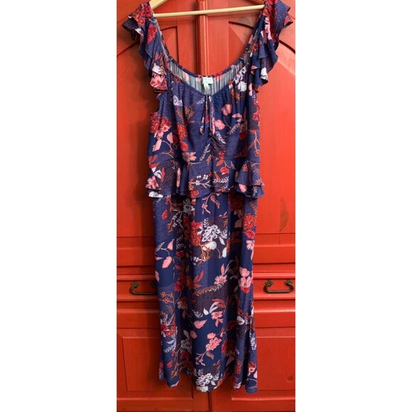 Sofia Jeans Sofia Vergara Floral Blue Sundress Boho Cottage Core EUC Dress XXL - Picture 1 of 4